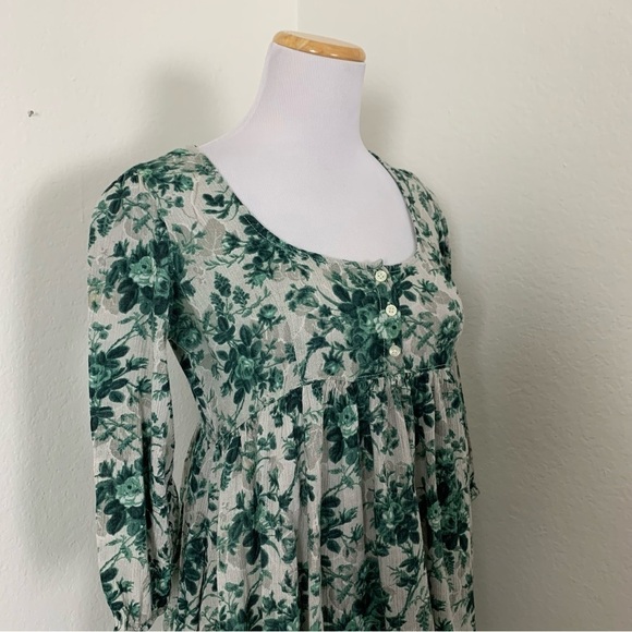 Ralph Lauren Denim & Supply Floral Tunic Top Womens XS Green Pockets Swing - Picture 6 of 16